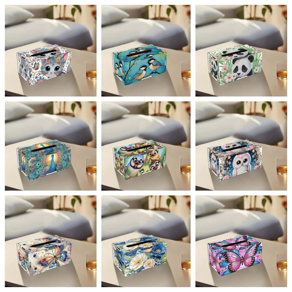Handmade diamond painting mosaic tissue box cover wooden frameless modern simplicity style