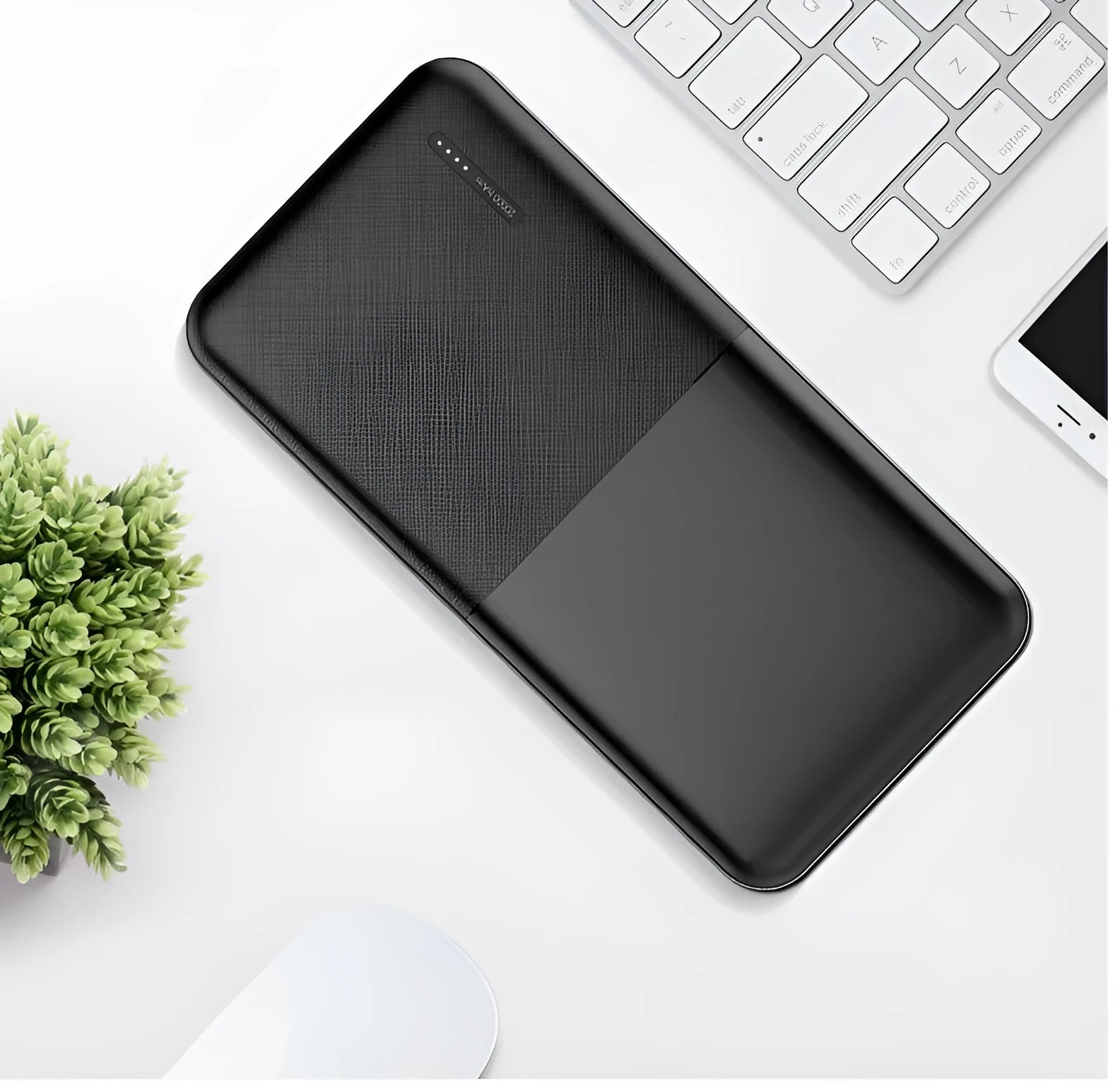 20000 mAh power bank in black with multiple USB charging ports