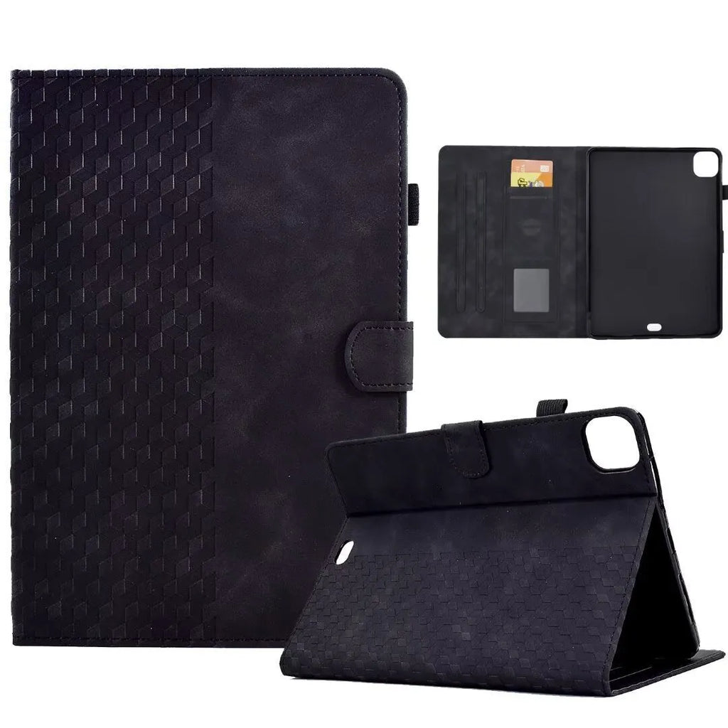 Leather iPad case with card holder for iPad Pro 11 and iPad Air 11 in diamond embossed pattern