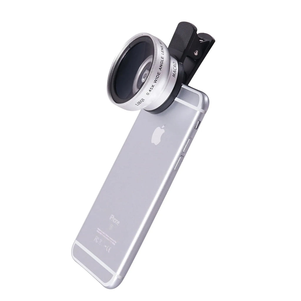 LIEQI See 0.45X wide-angle and macro mobile phone camera lens in Black, Gold, Rose Gold, and Silver colours