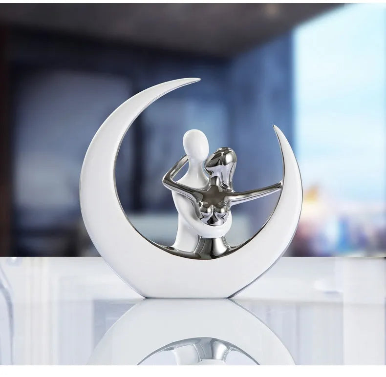 Ceramic table photo frame with electroplated finish and frame characters detail for bedroom or wedding decoration