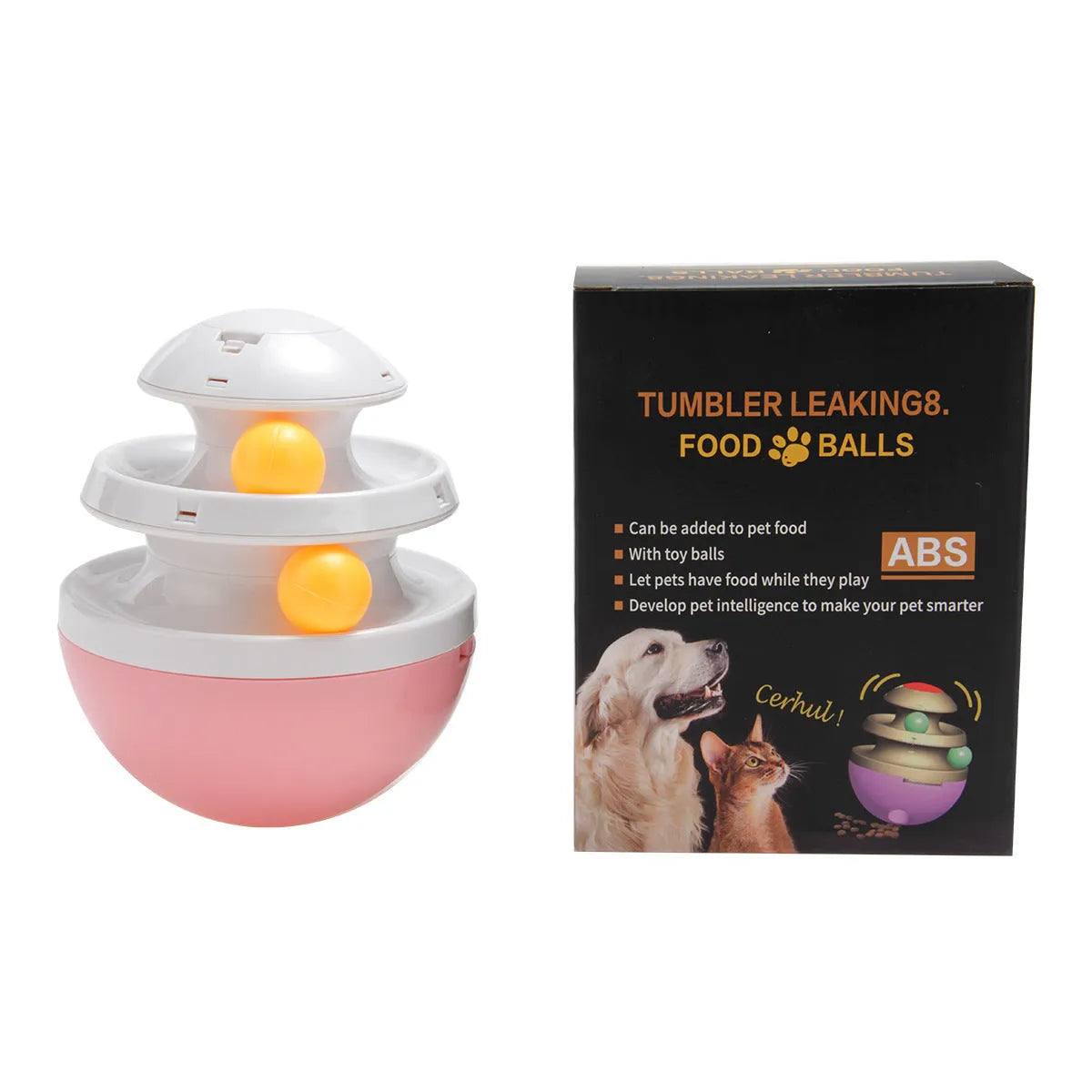 Interactive dog cup food dispenser leaky ball in black, hard plastic, large size