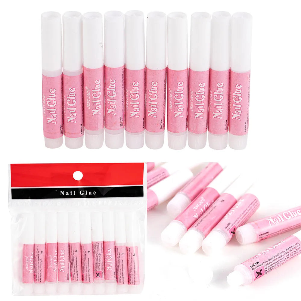 Nail art glue 2g bottle in pack of 10 pieces for long-term wear nails