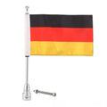 Side box bumper flagpole for motorbike luggage racks in black aluminium and silver steel options