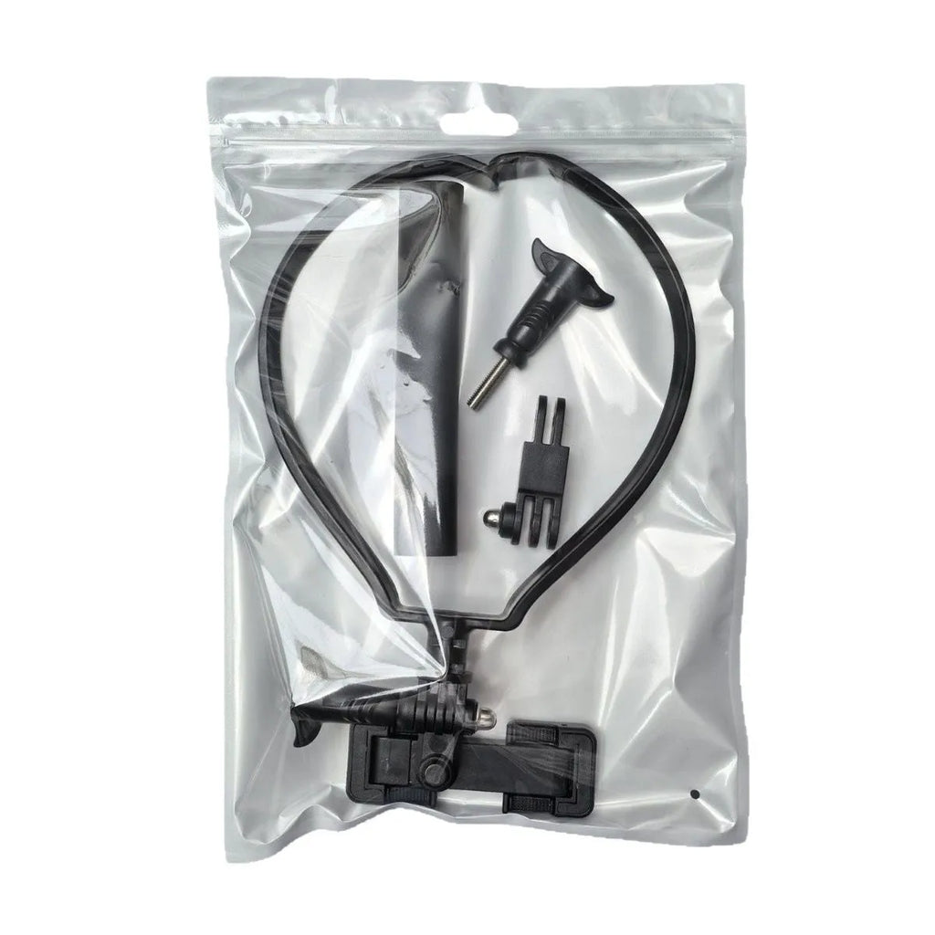 Black plastic universal cell phone neck hanging bracket with horizontal and vertical rotating clip and extension piece