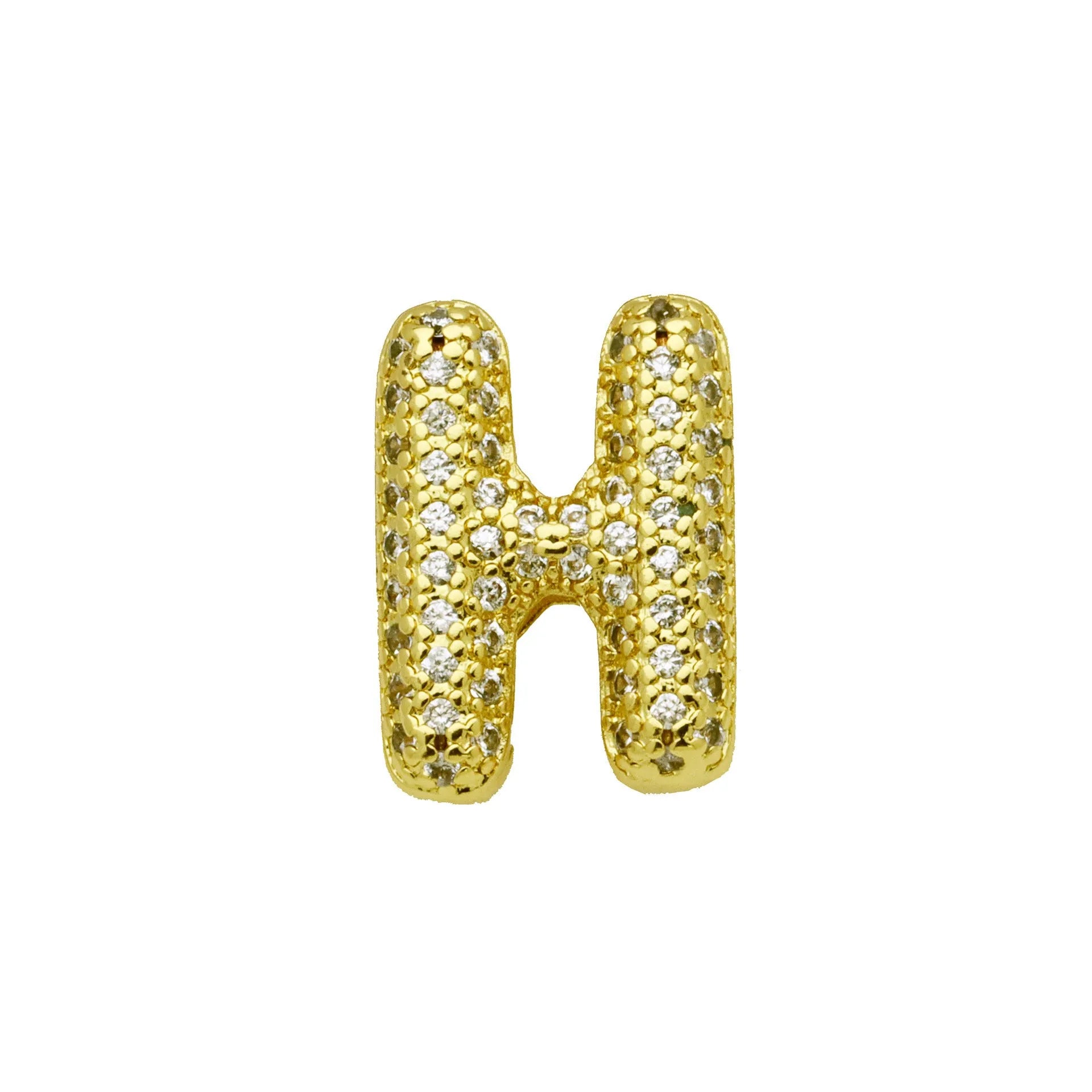 Copper letter bracelet with zirconium inlay showing detailed English character modelling in gold finish