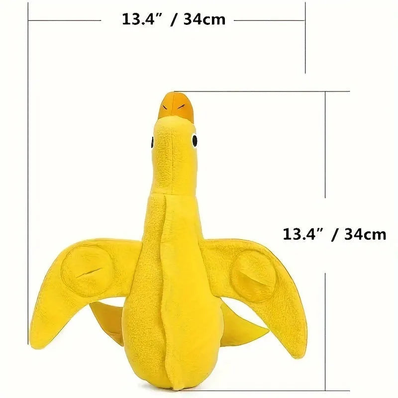 Yellow teddy duck dog toy with squeaker and treat compartment for training and dental care