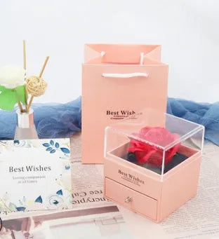 Eternal flower jewellery gift box in black green grey pink or sapphire blue for earrings necklaces pendants and rings