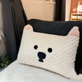 Grey and white dog breed decorative pillow cushion on a sofa, measuring 50cm by 35cm.