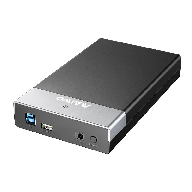 3.5 inch USB 3.0 SATA hard disk enclosure with sliding cover in black silver colour variant