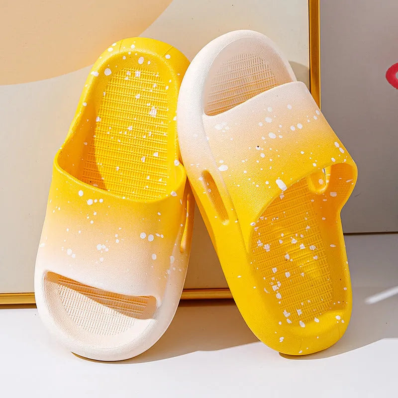 Children's gradient colour PVC summer slippers with open-toe design on non-slip sole