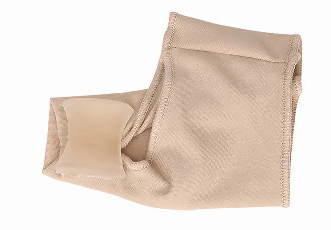 Corrective bunion relief socks with silicone gel toe separator in small, medium, and large sizes.