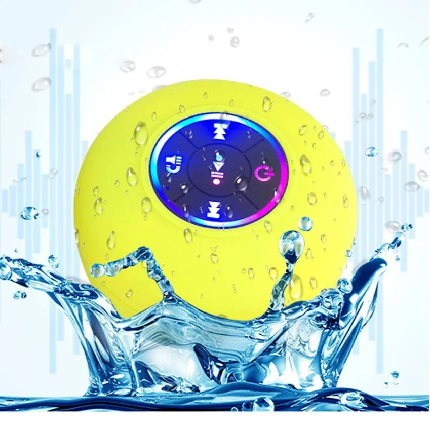 Large suction cup waterproof Bluetooth audio system with LED light in six colour choices