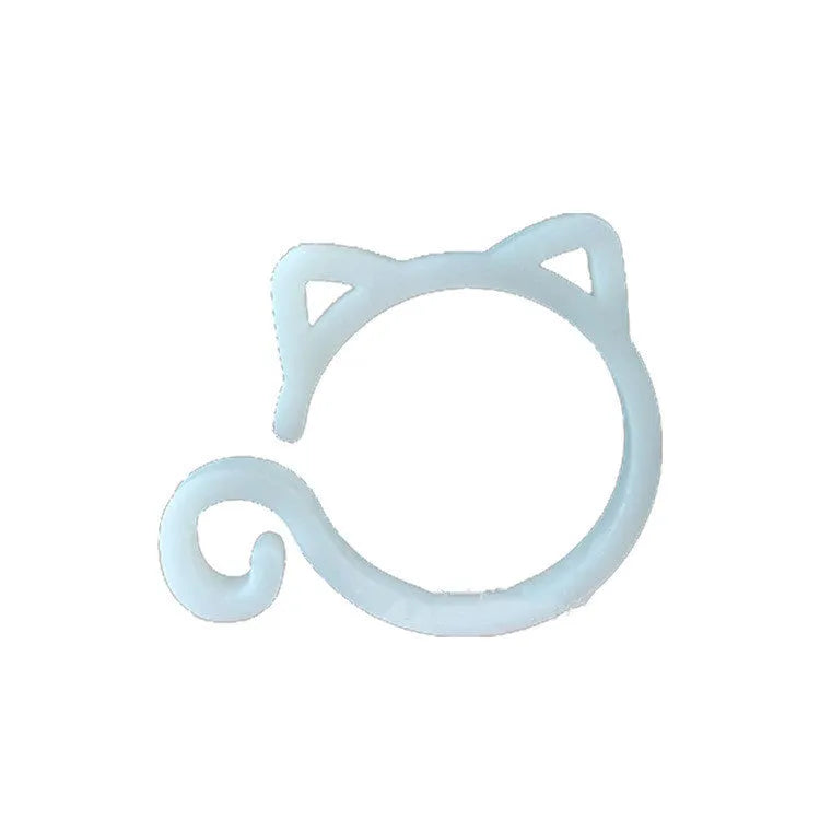 Small cat-shaped plastic clip for gardening in red, yellow, green, and white colours