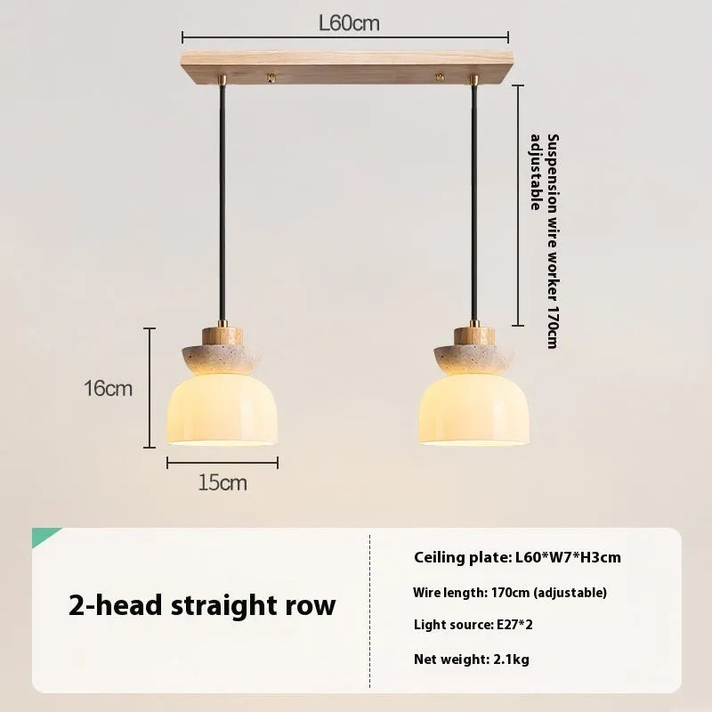 Japanese style log cream droplight with warm bulb, 15x16cm, for bedside or study
