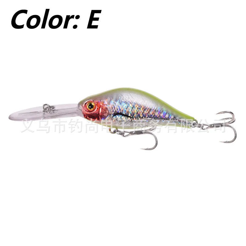 Little Fat Man deep diving minnow fishing lure with long lip, showing colour options.