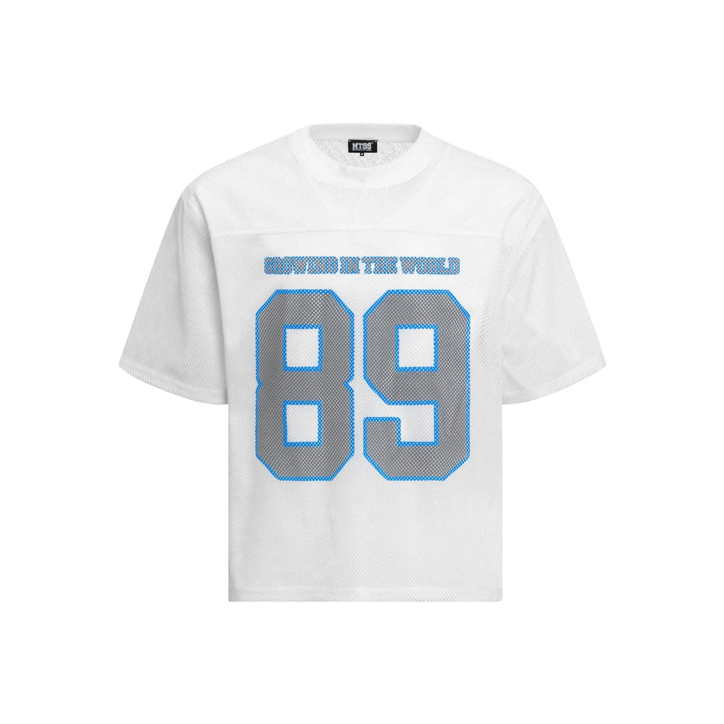 Loose-fit casual t-shirt in black or white colour, polyester blend fabric, Asian sizing