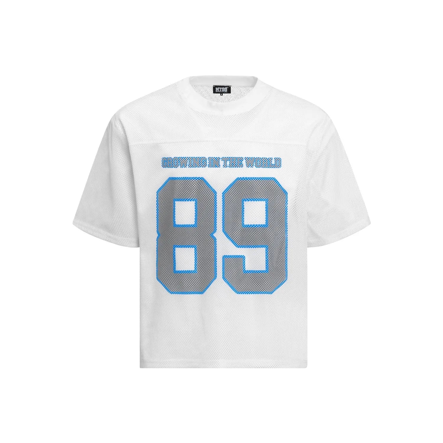Loose-fit casual t-shirt in black or white colour, polyester blend fabric, Asian sizing
