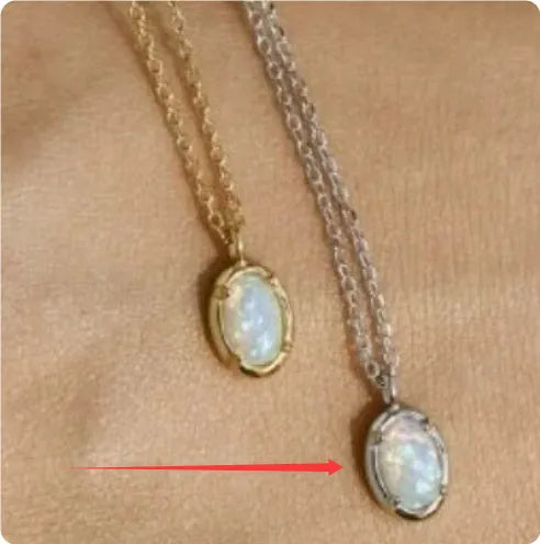 S925 silver geometric pendant necklace with jelly opal centrepiece