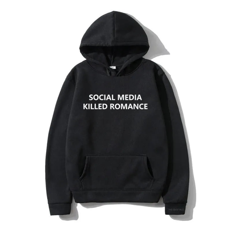 Men's slim-fit grey hoodie with a printed spring letter design on the front, featuring a hood and long sleeves.