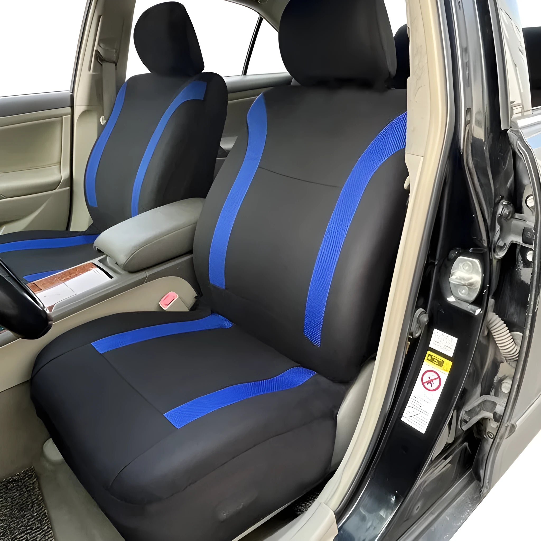 Universal polyester eyelet fabric car seat cover set in chosen colour on a car seat.