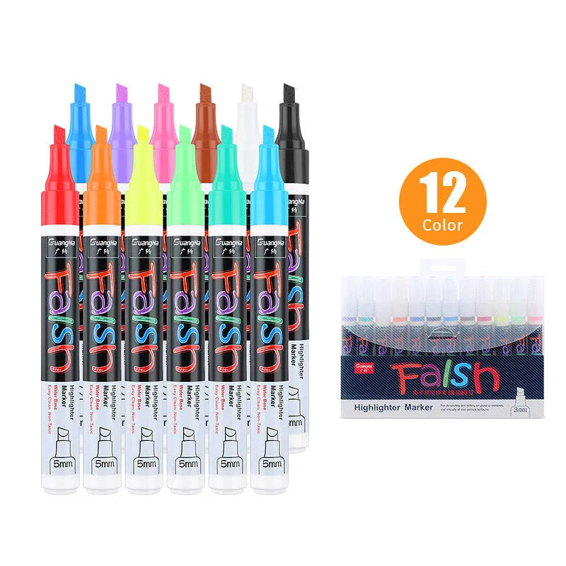 6mm electronic fluorescent plate highlighter with oblique pen shape and pressure valve design