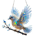 Acrylic bird pendant holiday decoration with UV-printed cartoon design on reinforced cardboard