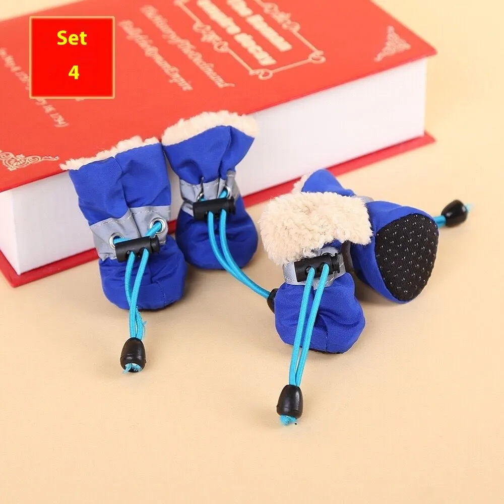 Cloth dog shoes with soft soles in multiple colours including fleece-lined options for canine paw protection