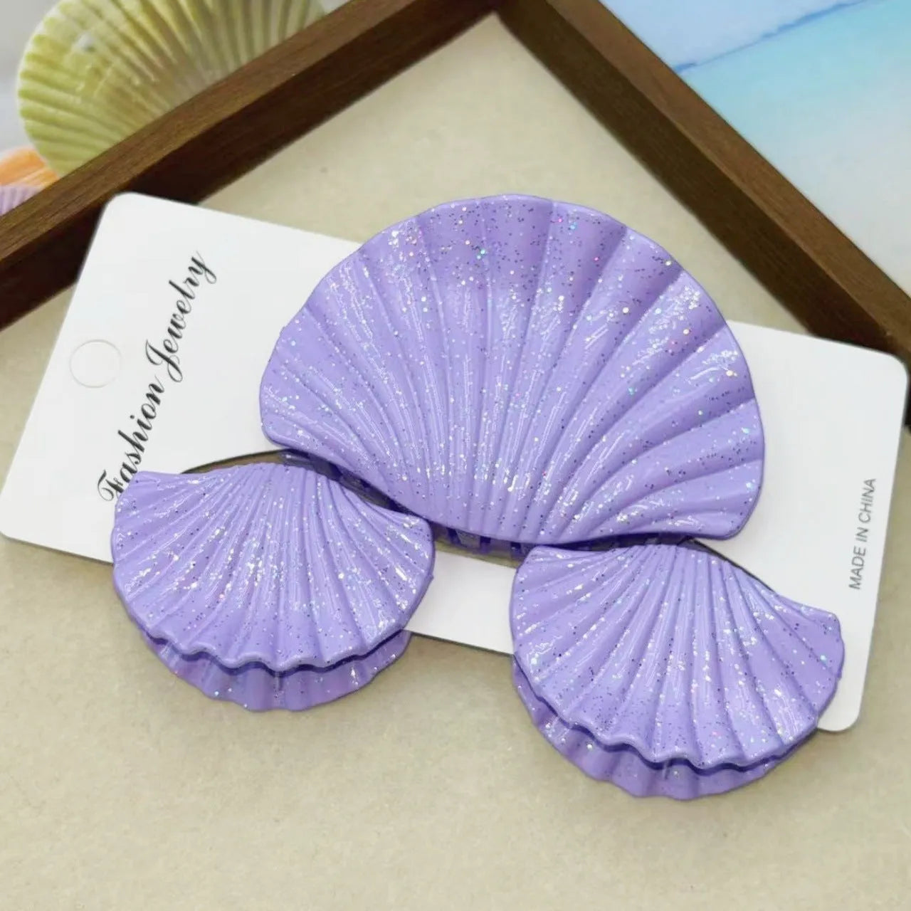 Gradient frosted hair clip set three plastic clips shell design multiple colour options