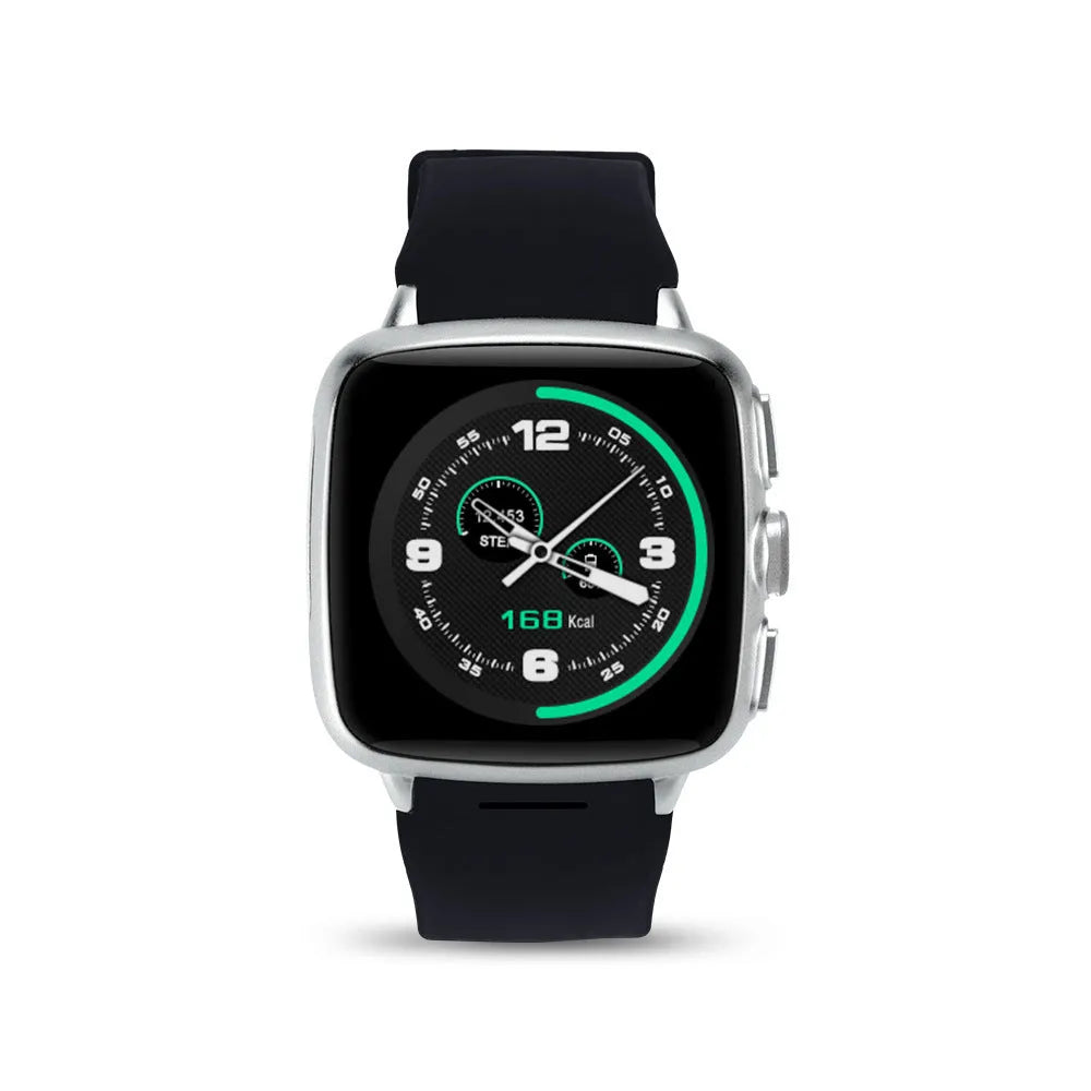 Black and white Z01 smart watch with 1.54-inch screen and integrated camera.