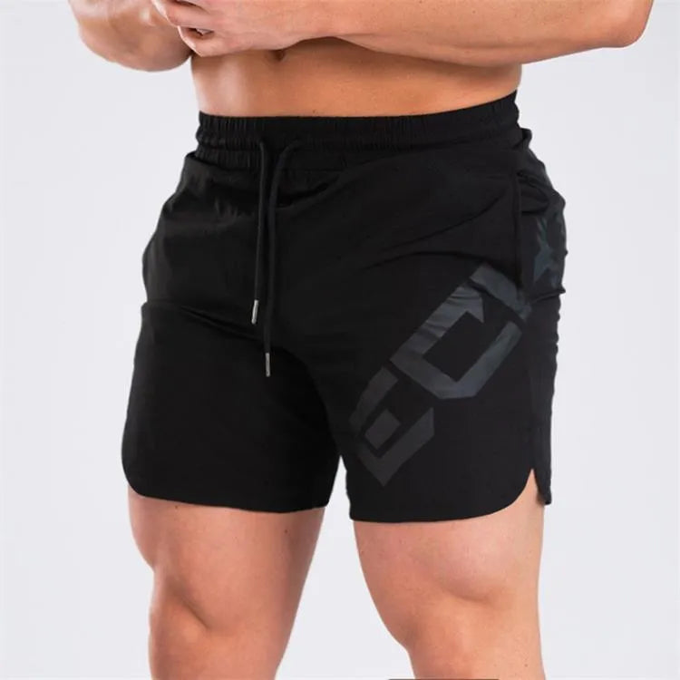 Men's elastic quick-drying nylon sports shorts in black colour for summer training activities