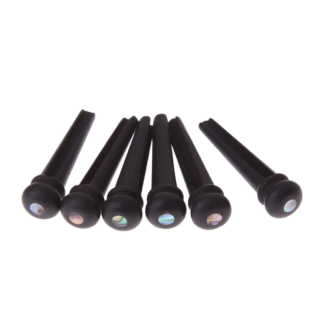 Six ebony folk guitar string nails with 5.3mm bayonet diameter in matt black finish