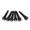 Six ebony folk guitar string nails with 5.3mm bayonet diameter in matt black finish