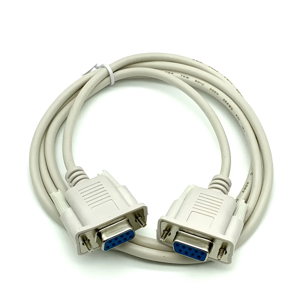 Milky white DB9 female to female serial cable with 1.5m length for RS232 communication