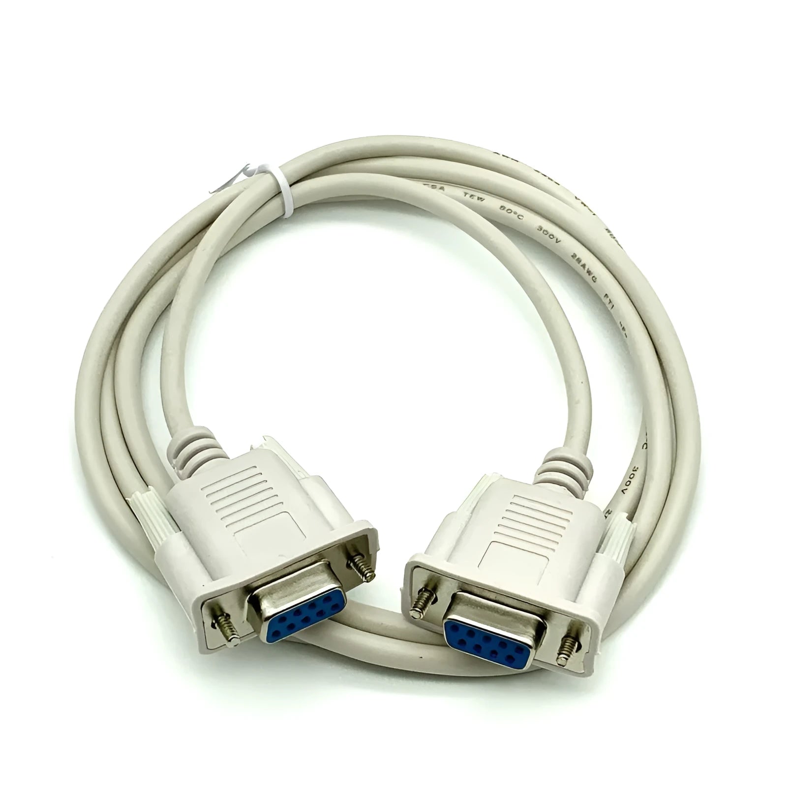 Milky white DB9 female to female serial cable with 1.5m length for RS232 communication