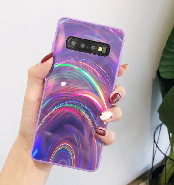 Marble pattern shockproof silicone phone case for Samsung Galaxy models on a table.