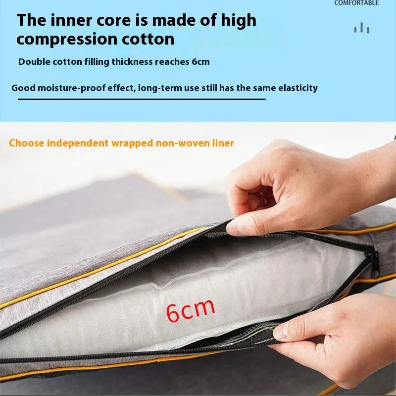 Waterproof scratch resistant Oxford cloth dog bed mat in Oxford Gray with wooden frame, large size