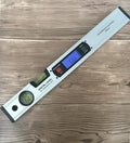 Digital magnetic angle meter with 400mm ruler, flip-up LCD screen, and 4 built-in magnets on black base
