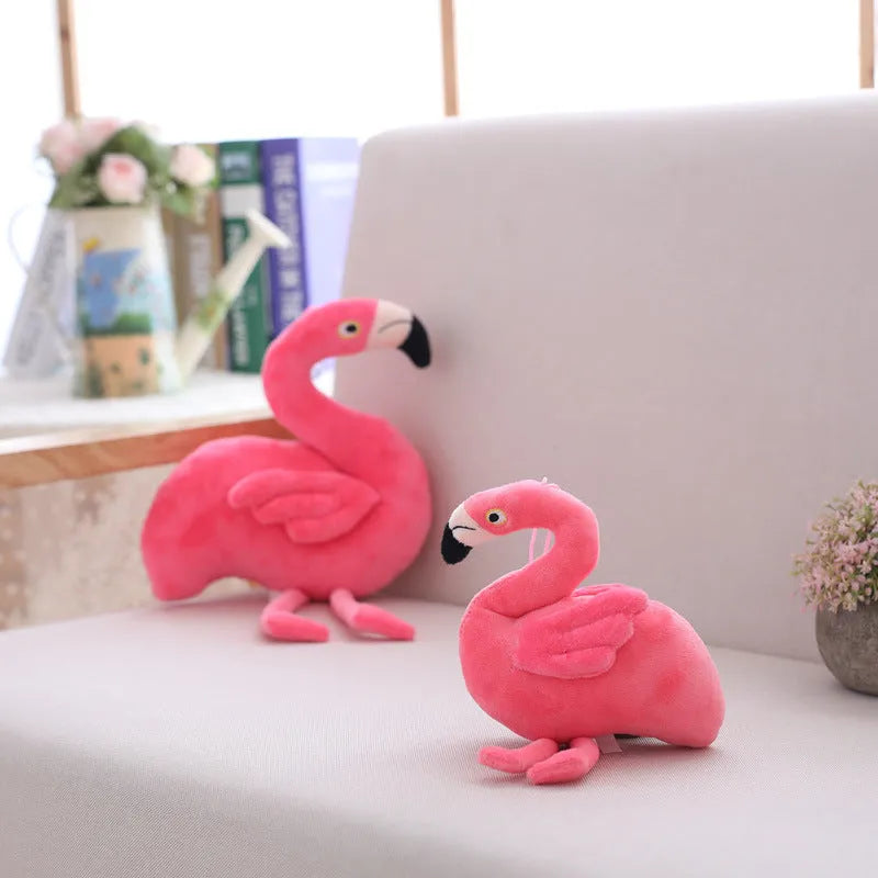 Pink flamingo plush toy with short plush fabric