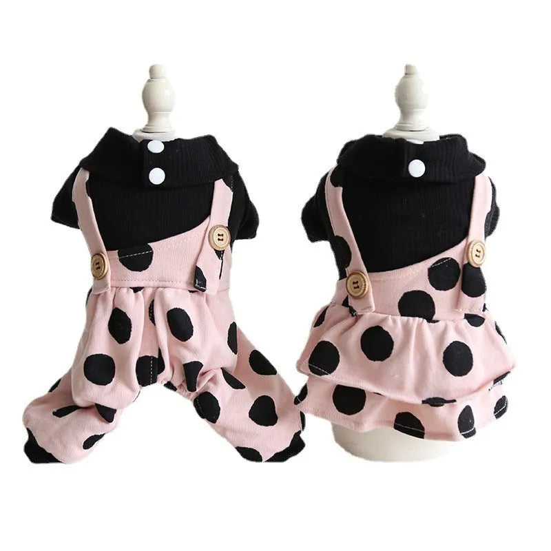 Casual lapel and shoulder strap dog clothes set for couples in sizes XS to XL