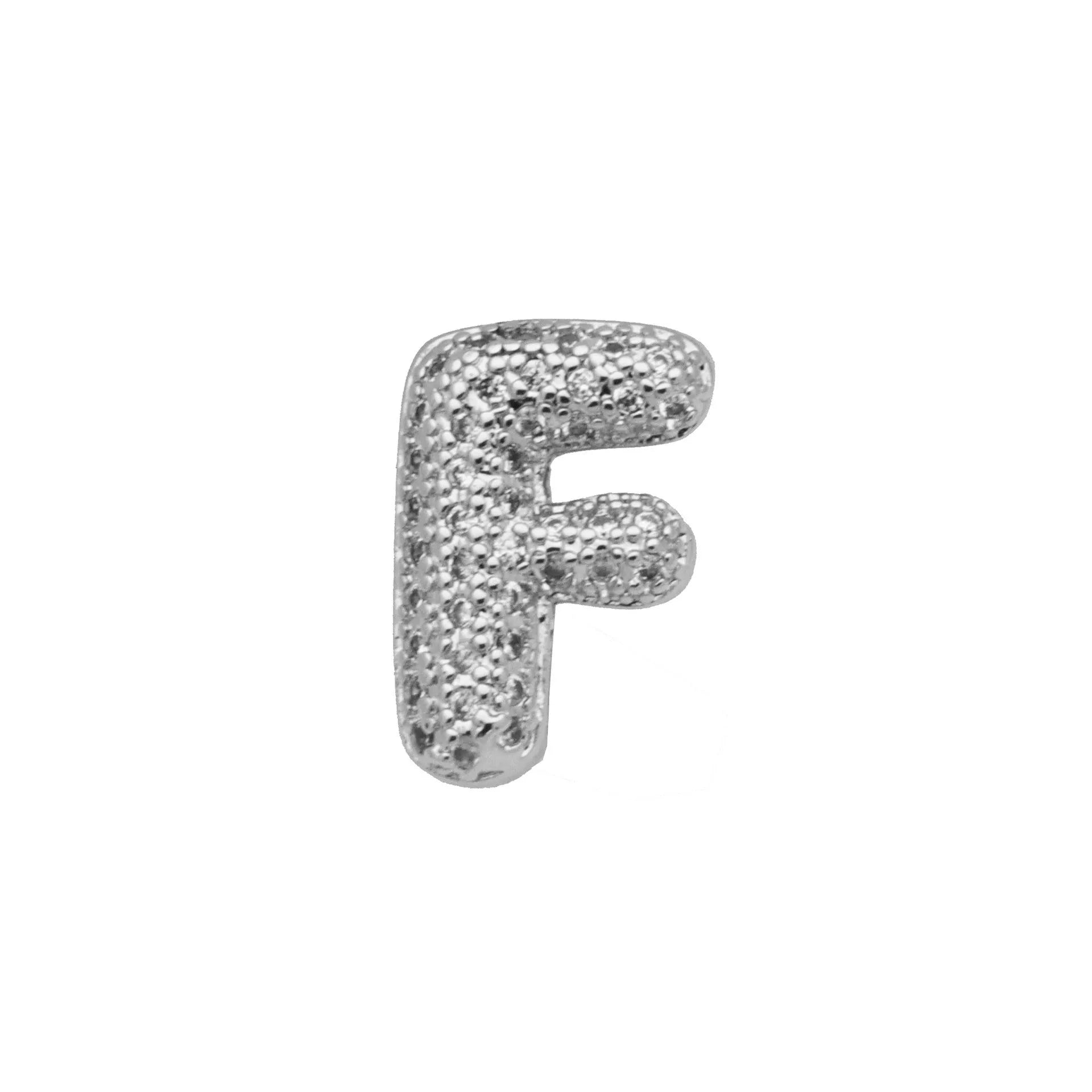 Copper letter bracelet with zirconium inlay showing detailed English character modelling in gold finish