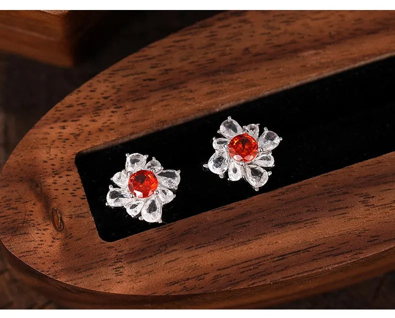 Retro geometric women's earrings with U-shaped quadrilateral design in platinum-finished 925 silver