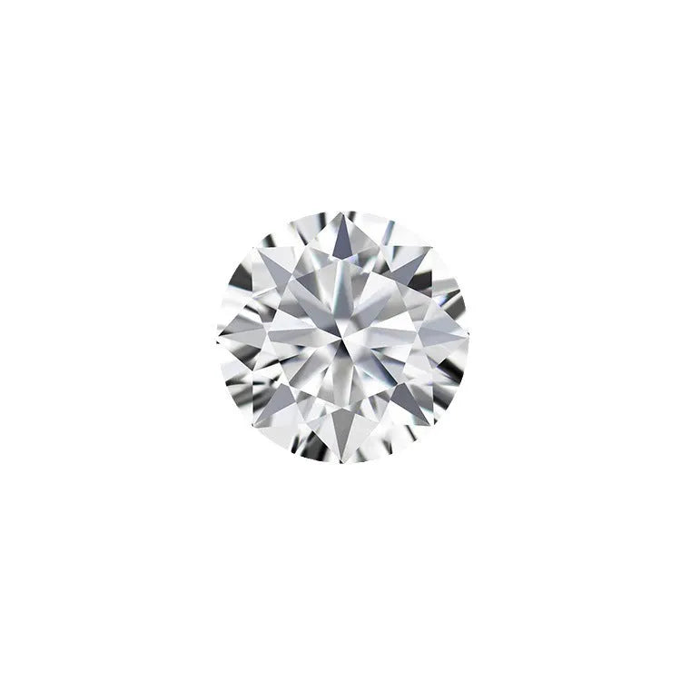 Round moissanite gem stone with eight hearts and eight arrows faceting on dark background
