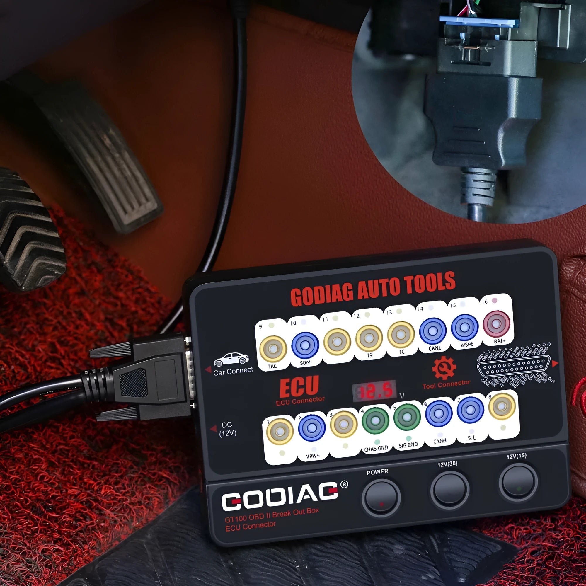 GT100 communication tester with dimensions 23.3cm by 18.3cm by 7.2cm format options