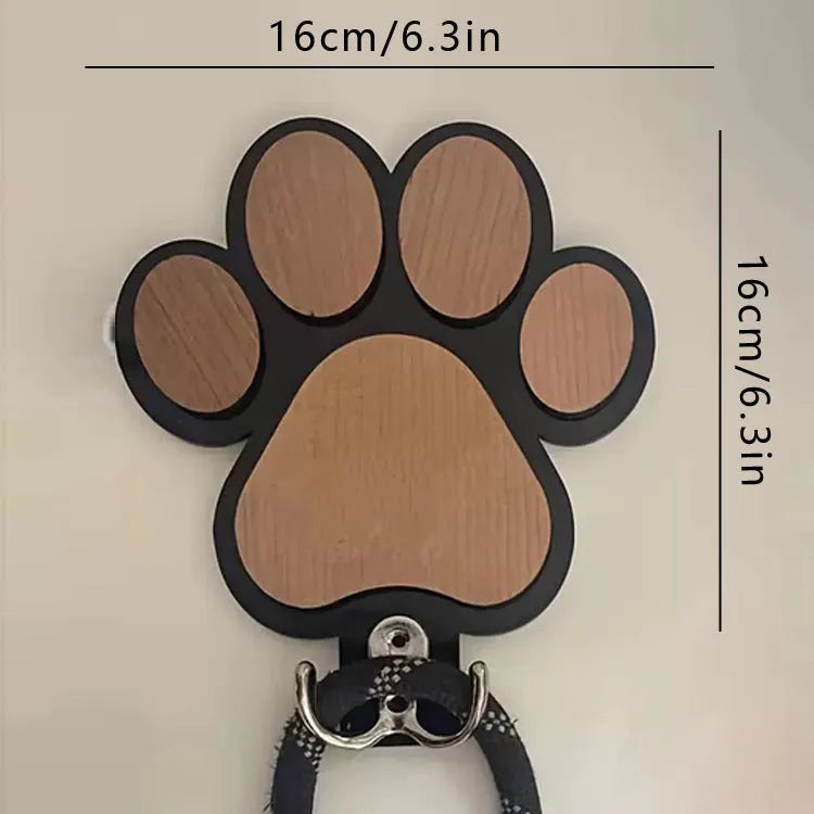 Wooden paw print hook in black colour for household wall storage