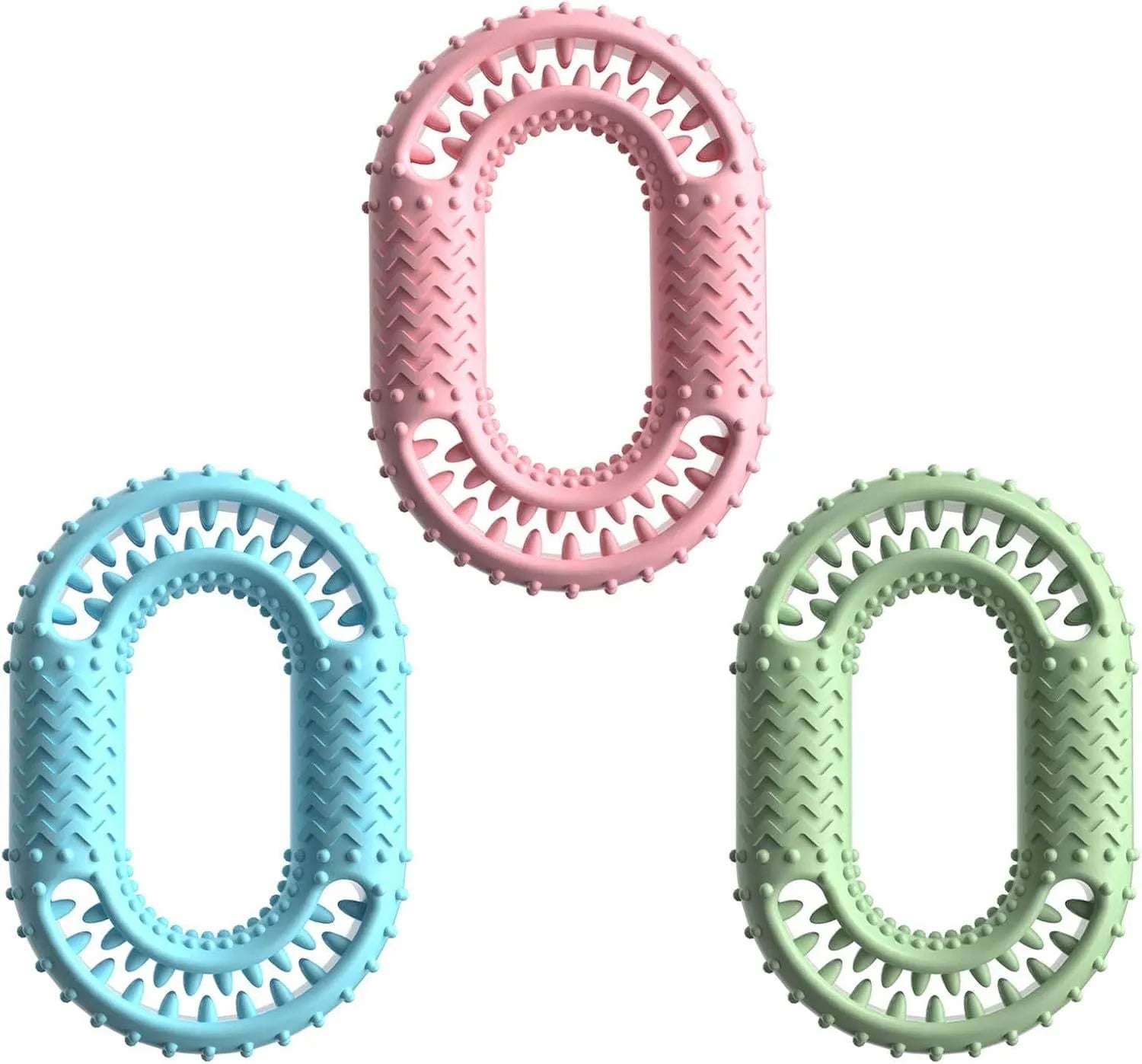 Blue resistant O-ring shaped dog chew toy for aggressive chewers on white background