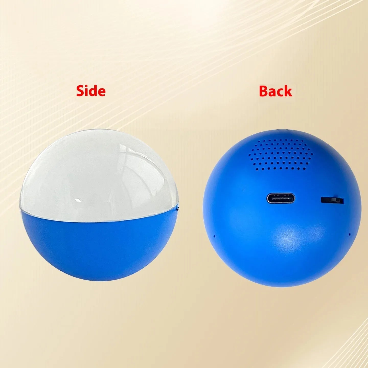 Electronic ball video player with round screen showing video playback