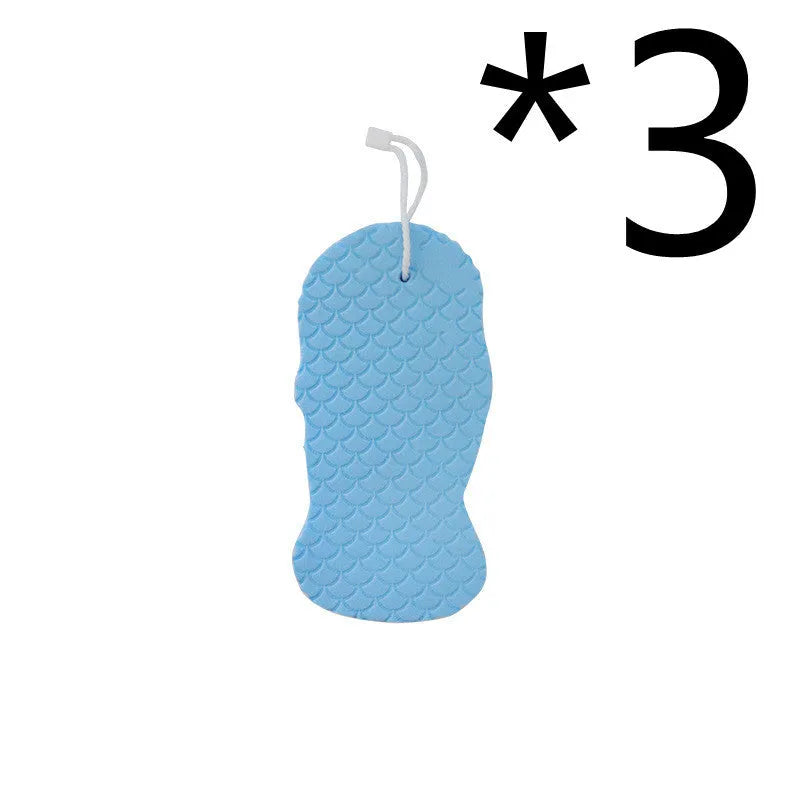 3D fish scale pattern bath sponge exfoliator in multiple colour options including white, grey, pink and light blue