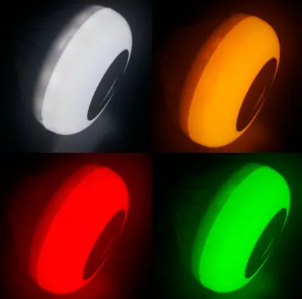 White smart LED bulb with E27 base featuring built-in Bluetooth speaker and 16-colour RGB lighting
