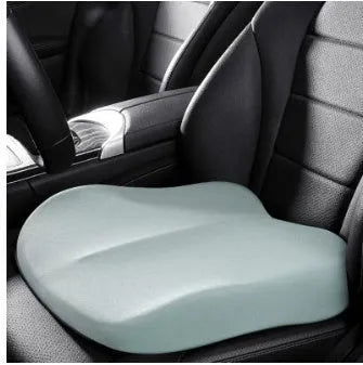 Square car seat cushion with ice silk fabric cover showing 10cm thickness for height increasing support